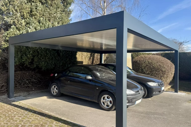 Carport aluminium autoporté double sur mesure – structure aluminium – fabrication française EUROFACTORY