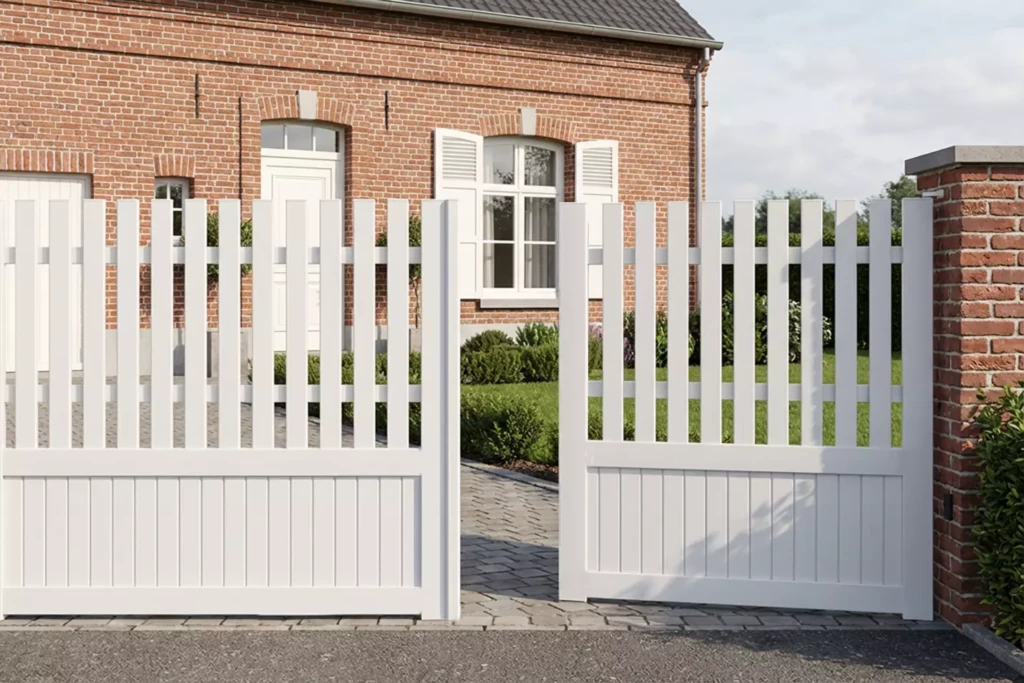 Portail aluminium traditionnel MAISONS-LAFFITTE avec portillon assorti – fabrication française sur mesure